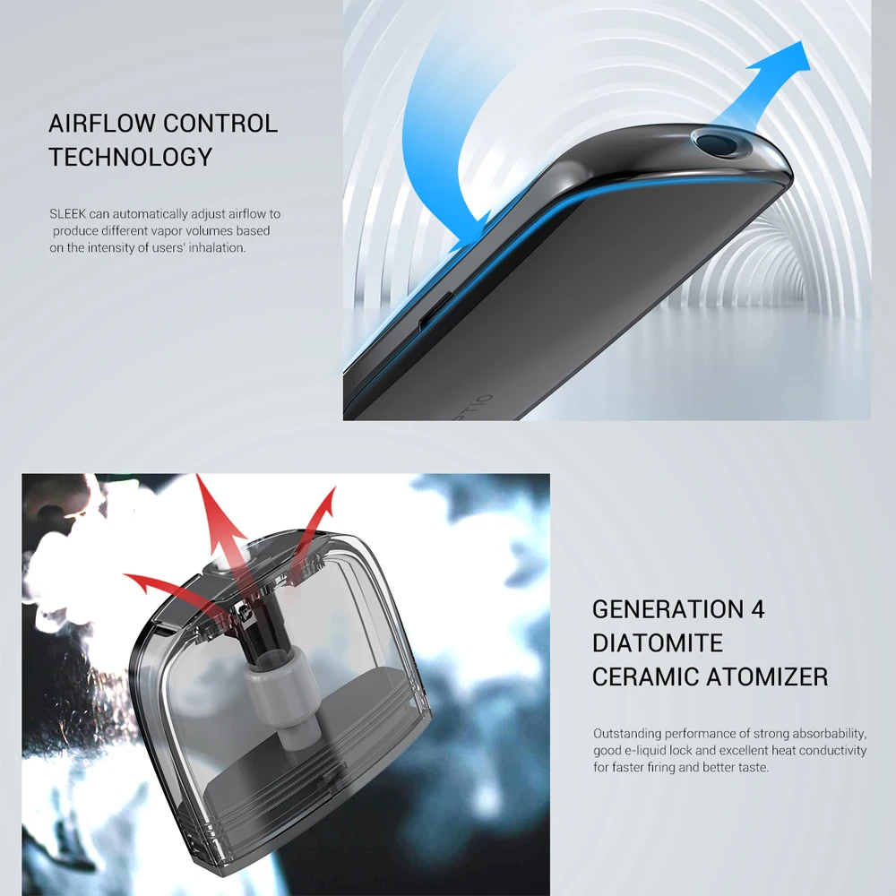 Электронная сигарета оригинал Vaptio Гладкий 13 Вт Pod Комплект 400 мАч встроенный