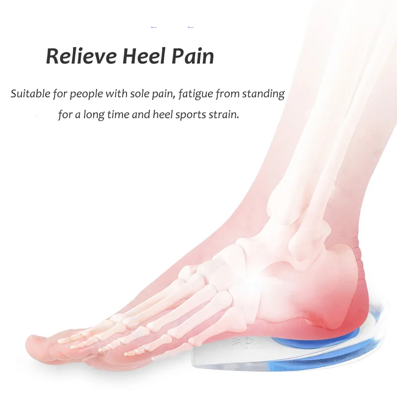 Silica Gel Heel Cup Pad Soft Elasticity Foot Care Protector Men Women Outdoor Sport Insert Soles Shock Absorption Half Insoles