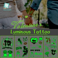 valentines day glowing in the dark tattoo sticker adult lovers tattoo luminous temporary tattoo fake taty for men women
