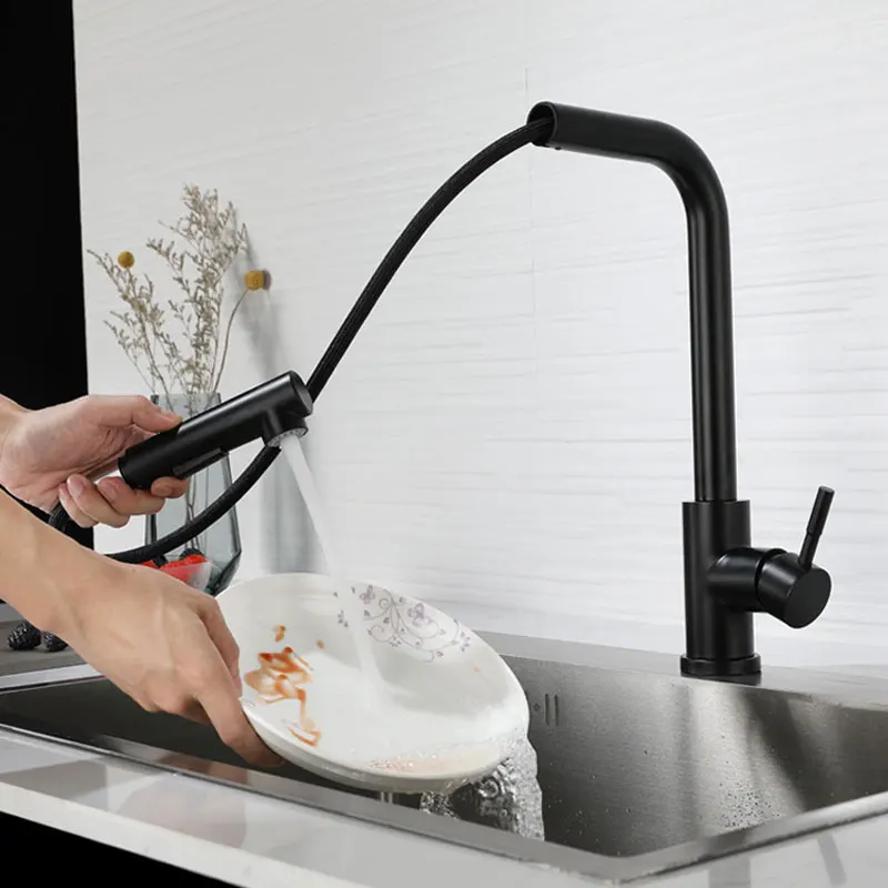 

304 Stainless steel Kitchen Faucets Pull Out Black for kitchen Bathroom sink hot or cold Tapware Kitchen accesories tap