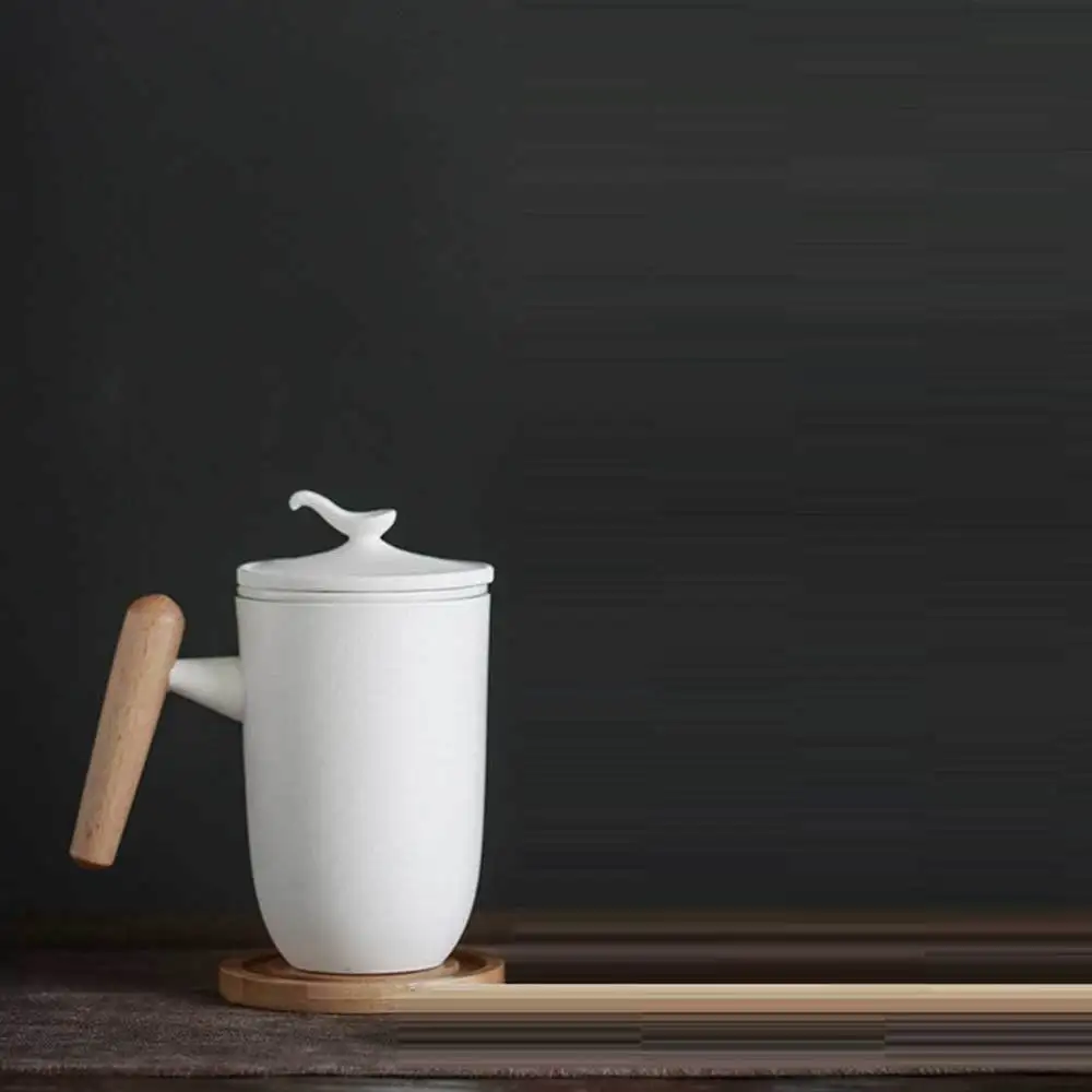 

1PC Ceramic Tea Cup with Lid Retro Filtering Tea Cup Creative Ceramic Tea Infuser Portable Tea Water Separation Cup Large Capaci