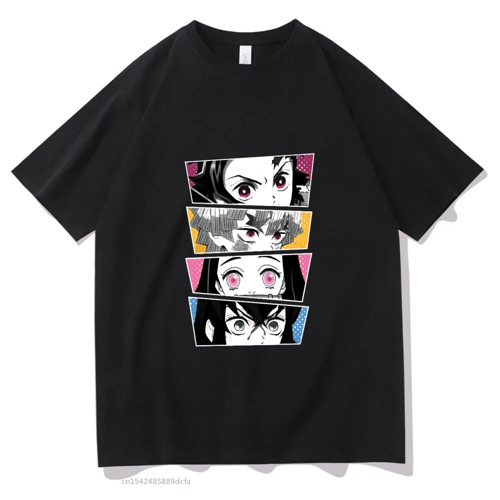 

Anime Demon Slayer Kamado Tanjirou And Kamado Nezuko And Agatsuma Zenitsu And Hashibira Inosuke Eyes Print T-shirt