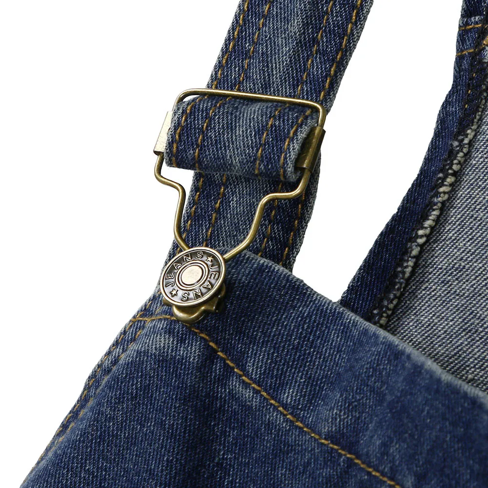 Женский джинсовый комбинезон с потертостями повседневный свободный винтажный