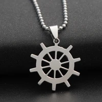 original new mens titanium stainless steel rudder necklaces fashion beads chain pendant necklace women jewelry party gift