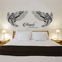 modern angel angels watch over me wing wall sticker bedroom living room cartoon angel wing family love quote wedding wall decal