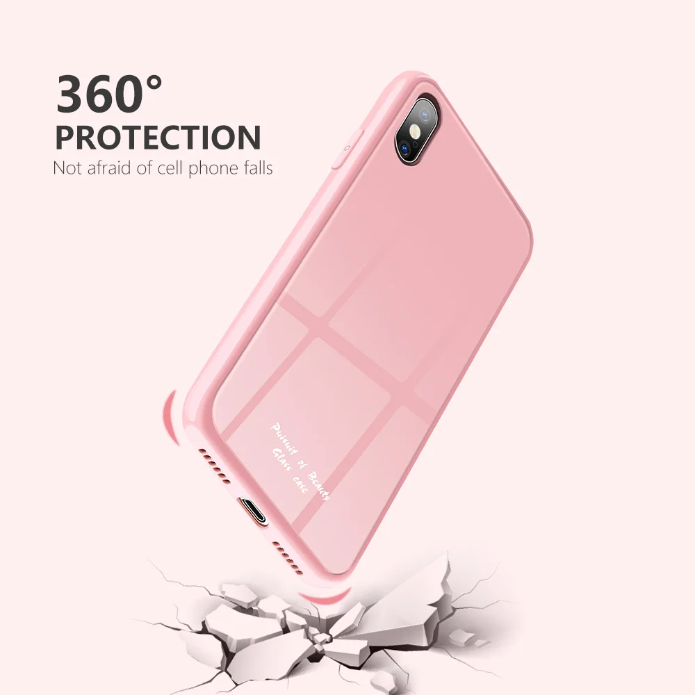 KISSCASE Гладкий стеклянный чехол для телефона Macaron iPhone 11 Pro Max XR XS X с мягкими краями 7 8