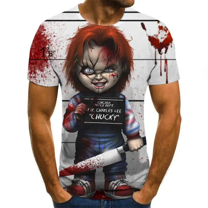 

2021 Mens horror T shirts Fashion New Summer Men's Short Sleeve T-shirt Casual 3D Zombie Print Rock Tshirt For Man Full Printed