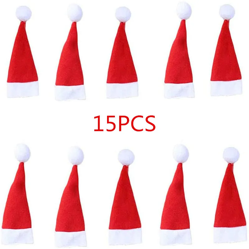 

15pcs Christmas Decorative Tableware Fork Set Christmas Hat Storage Tool Holiday Wishes Gift 2021 Kitchen Supplies