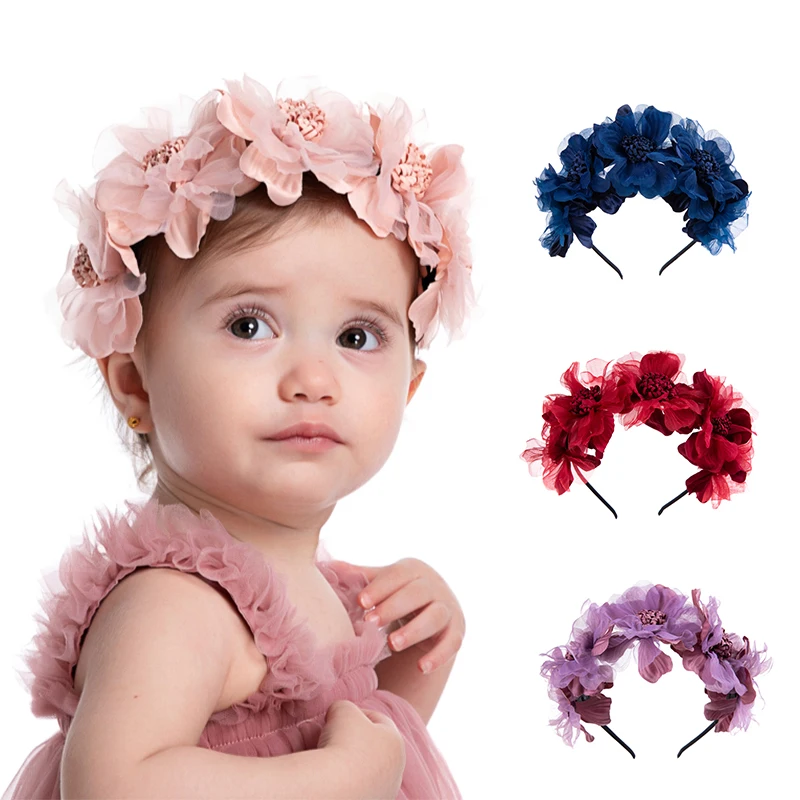 Buy 14 Stk partij 2021 Nieuwe Mode Multicolor Hoge Kwaliteit Baby Boutique Bloem Haarbanden Prinses Haar Accessoires Meisjes Bloem Hoofdband