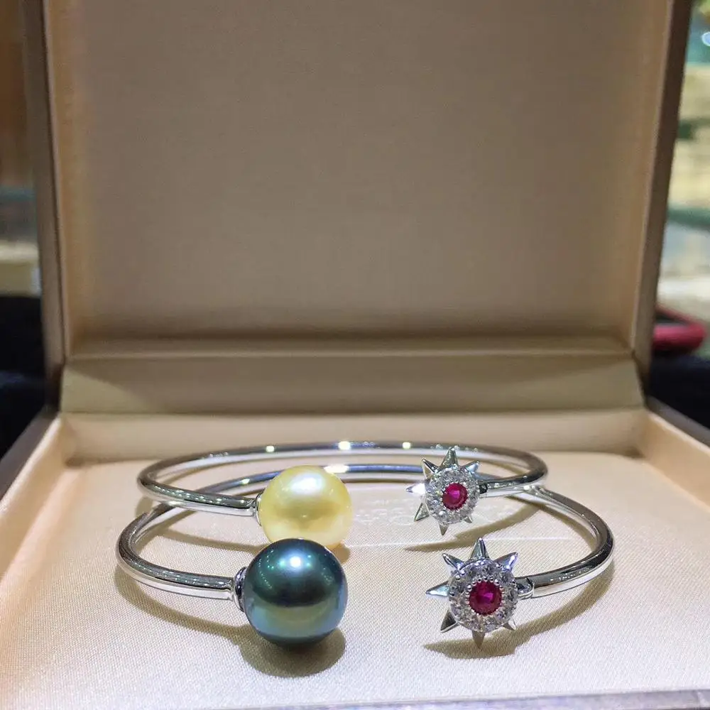 

925 Sterling Silver Pearl Bracelet Mountings Fashion ADJUSTABLE Bangle Findings Jewelry Parts Fittings Accessories, 3pcs/lot