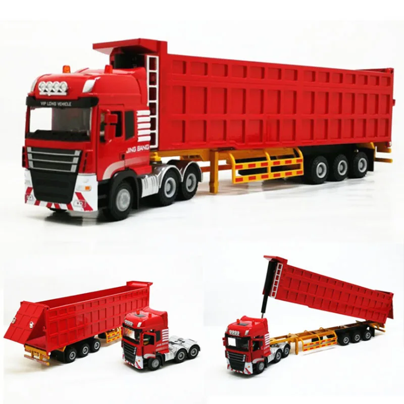 

1:50 Alloy Metal Truck Trailer Container Truck High Simulation Diecast Model Engineering Vehicle Toy Gifts For Kids collection