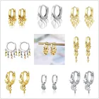 Серьги-кольца женские круглые из серебра 925 пробы с фианитом