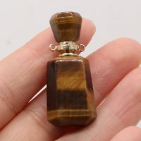 natural gem tiger eye stone perfume essential oil bottle rectangle shape pendant diy necklace jewelry accessories gift making