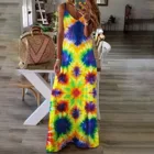 Летнее женское платье 2021, Повседневная Свободная кофта без рукавов с V-образным вырезом, длинное платье с принтом, сексуальное женское летнее длинное платье