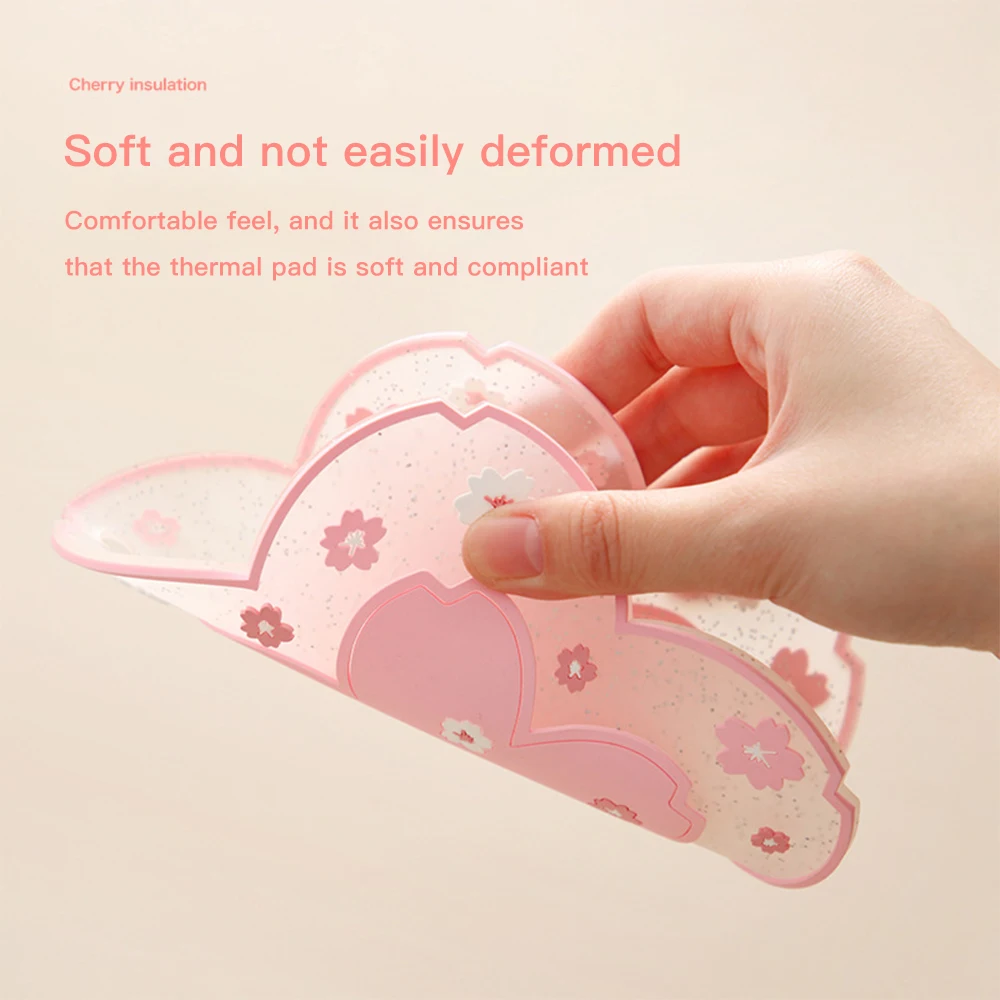 

2Pcs Cherry Blossom Shape Placemat Kids Plate Mat Silicone Table Pad Waterproof Heat Insulation Kitchen Gadget Easy Cleaning