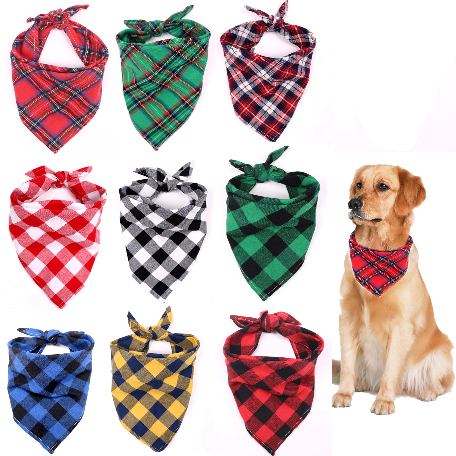 

Classic Red Black Plaid Pet Dog Bandana Cat Puppy Kerchief Pet Grooming Accessories Pet Neckerchief Scarf Dog Saliva Towel