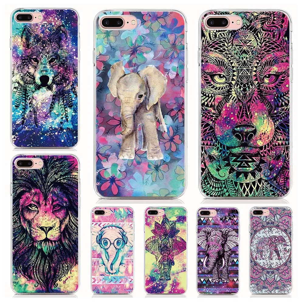 

For Wiko Jerry 5 4 3 2 Max Robby 2 Sunset 2 Case Soft Tpu Print Animal Elephant Wolf Lion Back Cover Protective Phone Cases