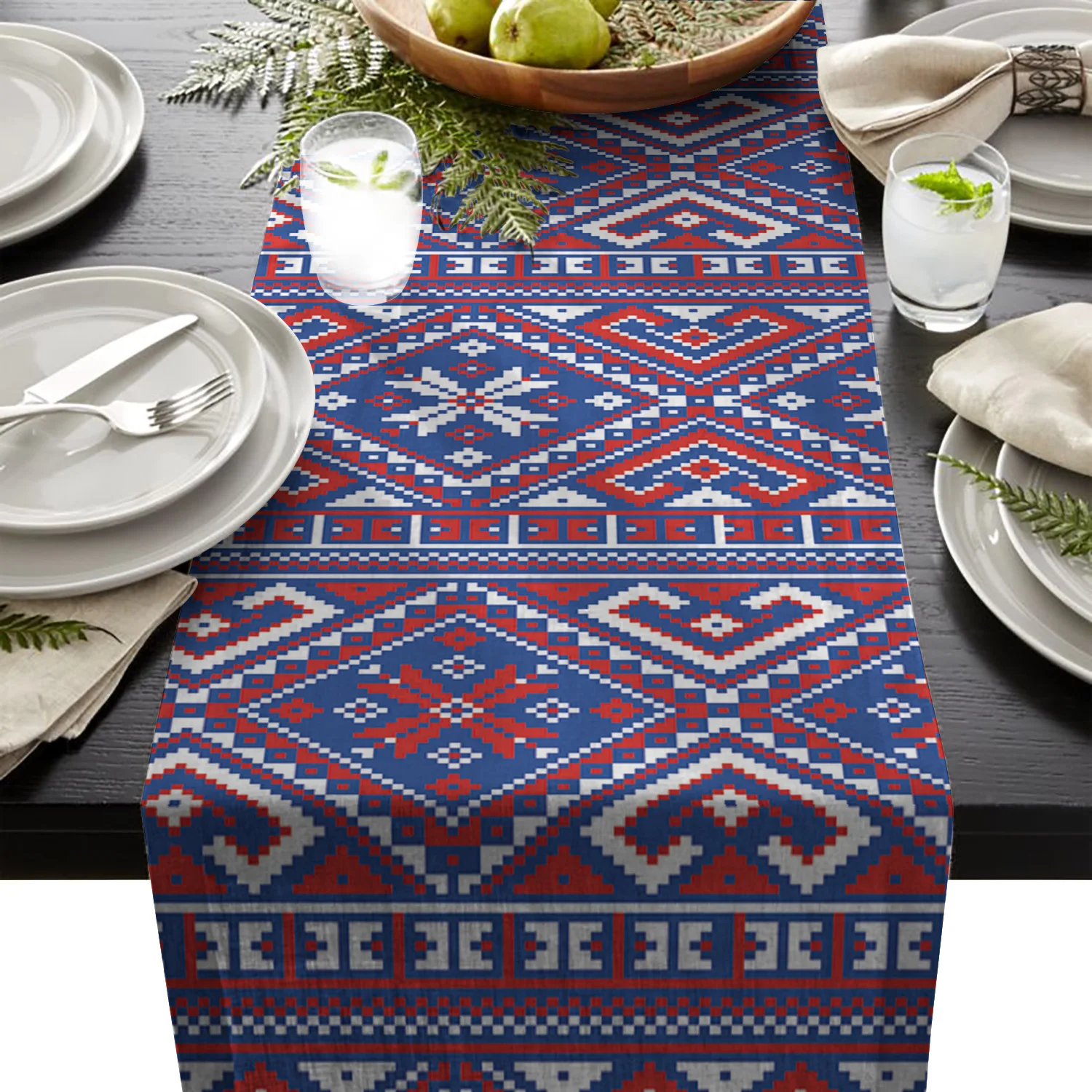 Рождественская тематика скандинавский стиль снежинка узор синий красный смесь