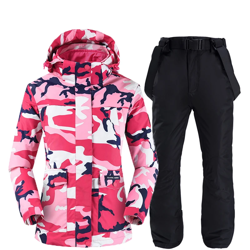 Двухслойная камуфляжная женская зимняя куртка костюм для сноуборда уличная