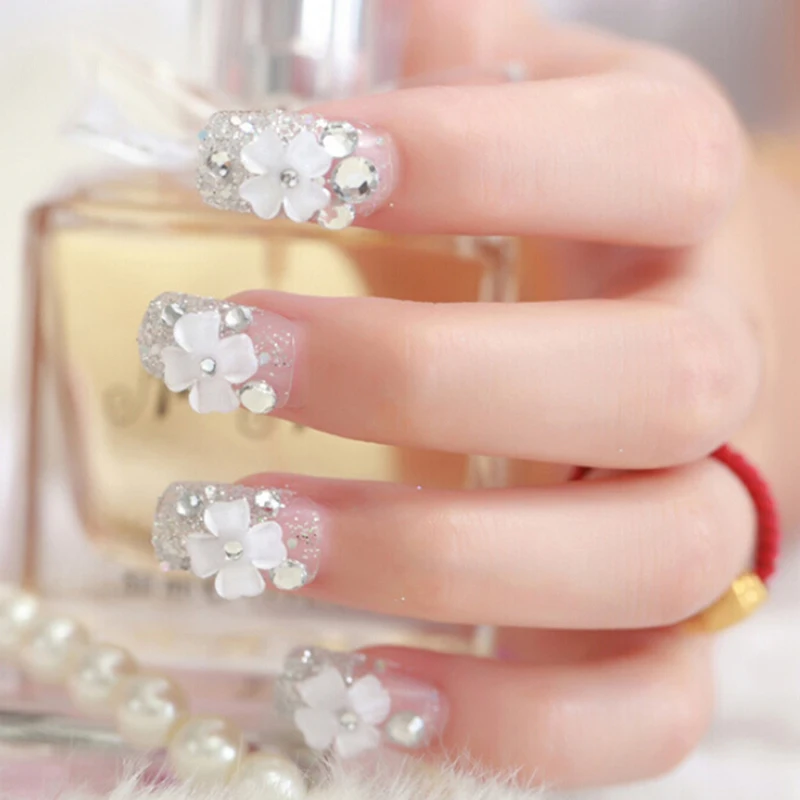 24 шт прозрачные короткие накладные ногти Модные Nep Nagels с клеем кружевные