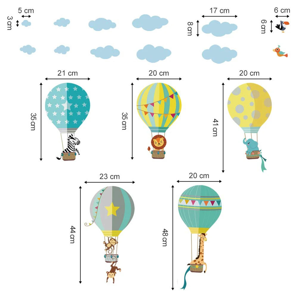 

Flag Balloons Animals Rain Wall Stickers For Kids Rooms Decals Children Bedroom Kindergarten Decoration Wall Sticker Decals #W0