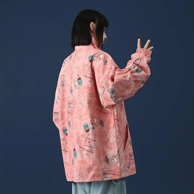 Куртка Женская бейсбольная в стиле граффити модная уличная одежда Корейском