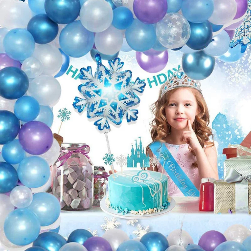 Juego de globos de princesa de copo de nieve, Kit de arco de guirnalda, fiesta de cumplea&ntilde;os de Frozen, Bola de hielo, Baby Shower, decoraci&oacute;n de boda, Globo, 1 Juego-3