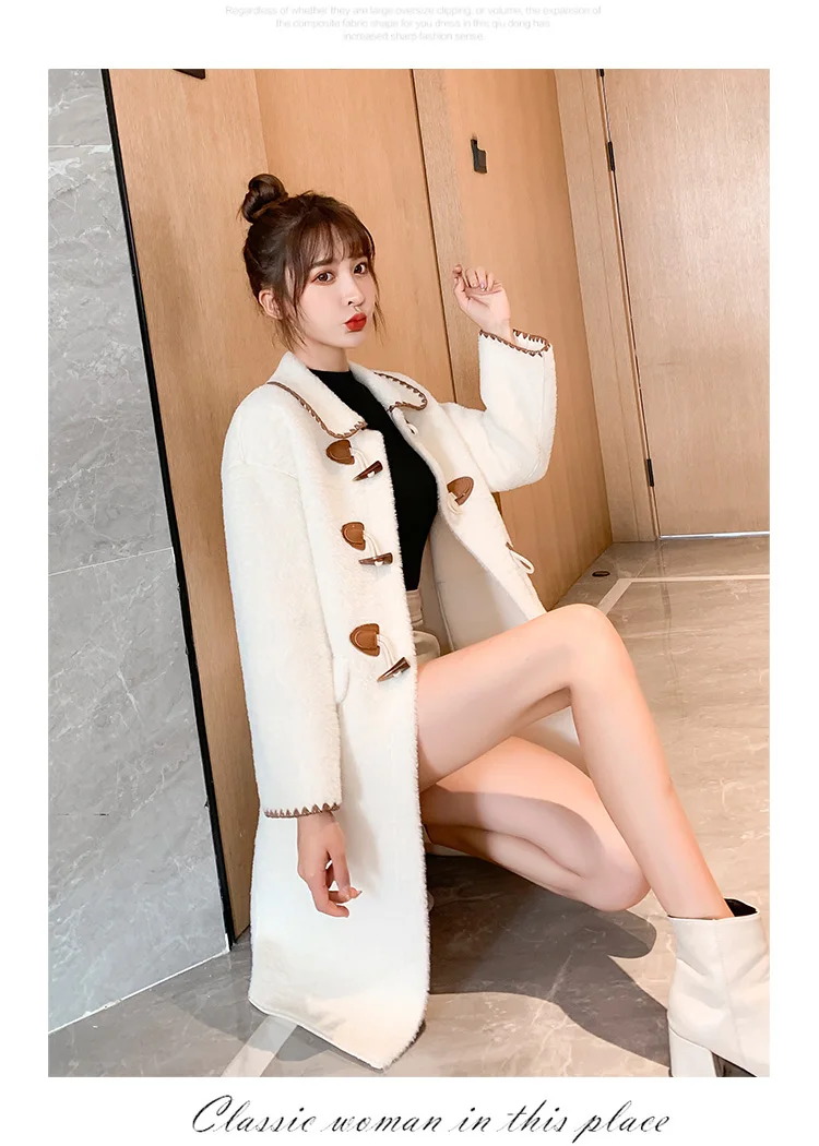 Новинка 2020 женская зимняя куртка на пуговицах с рогами из искусственного меха