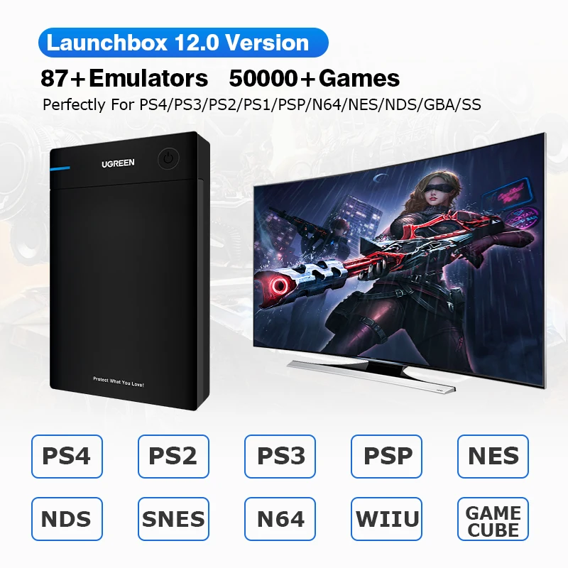 Внешний игровой жесткий диск с 50000 + Ретро-играми для PS4/PS3/PS2/Wii u/SS/PSP/N64 портативный