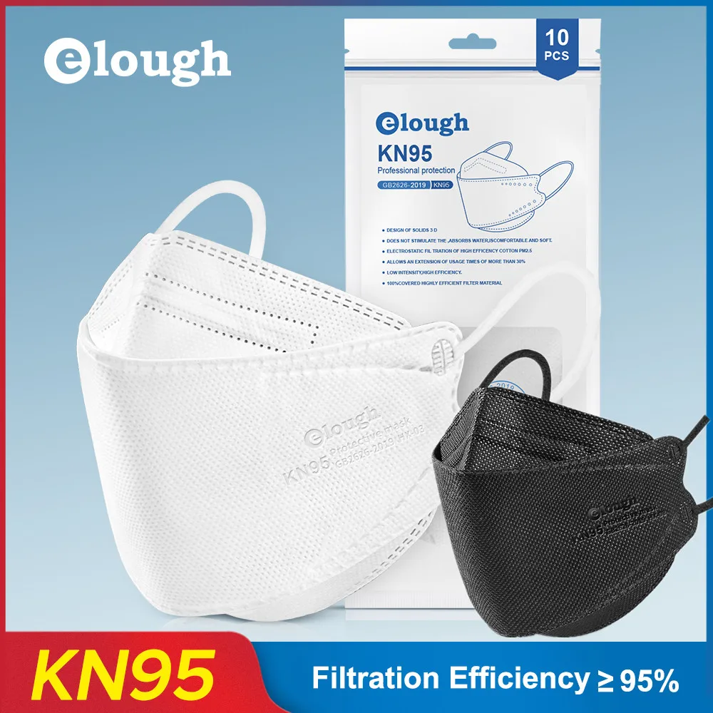 

Elough FFP2 Mascarillas Negras For Adults KN95 reusable face mask Filter 4 Layers FFP2Mask FPP2 Approved Europe Masks Fish Mask