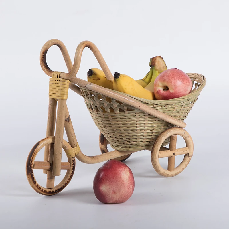 

Mini Bamboo Handmade Woven Wicker Straw Basket Rattan for Fruit Food Bread Organizer Bicycle Art Crafts Kitchen Desk Decoration