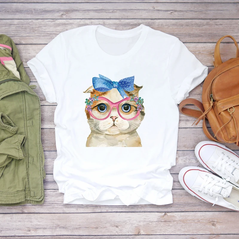 

2021 Summer New Ladies T-shirt Bee Print Fashion Short Sleeve Top Women Ladies Graphic Trend Oversized Harajuku Loose T-shirt