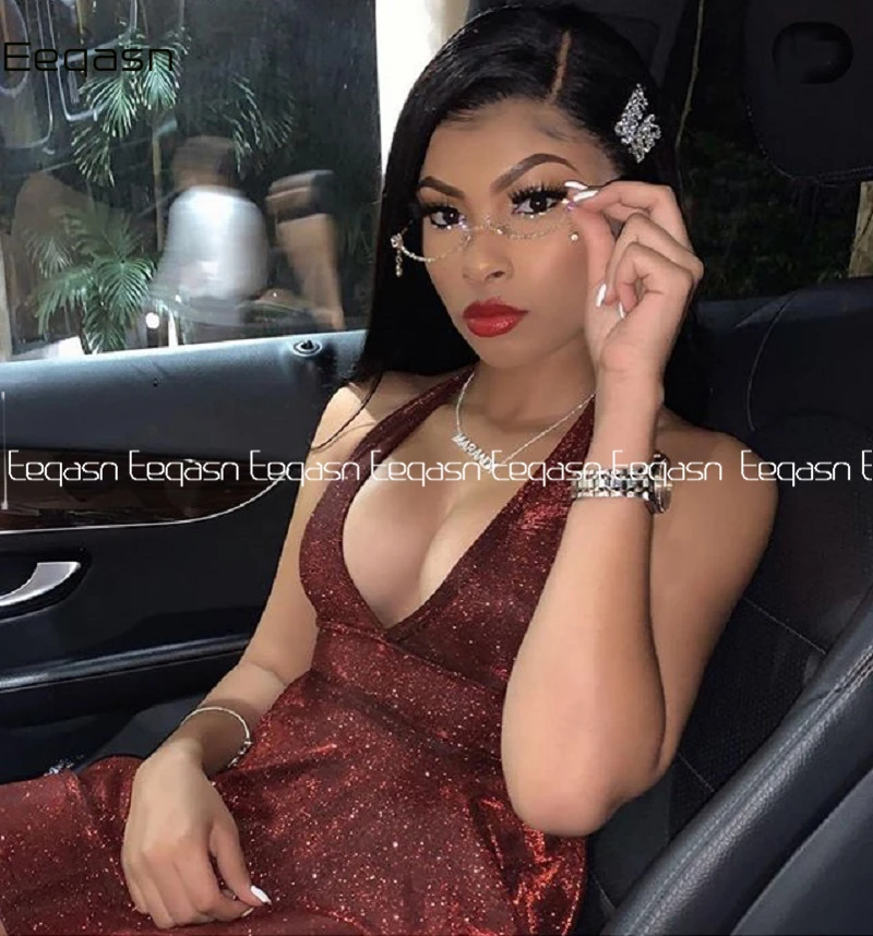 

New Sexy Sparkly Short Cocktail Dresses A-Line Deep V Neck Formal Dress Wedding Party Gown for Plus Size Women