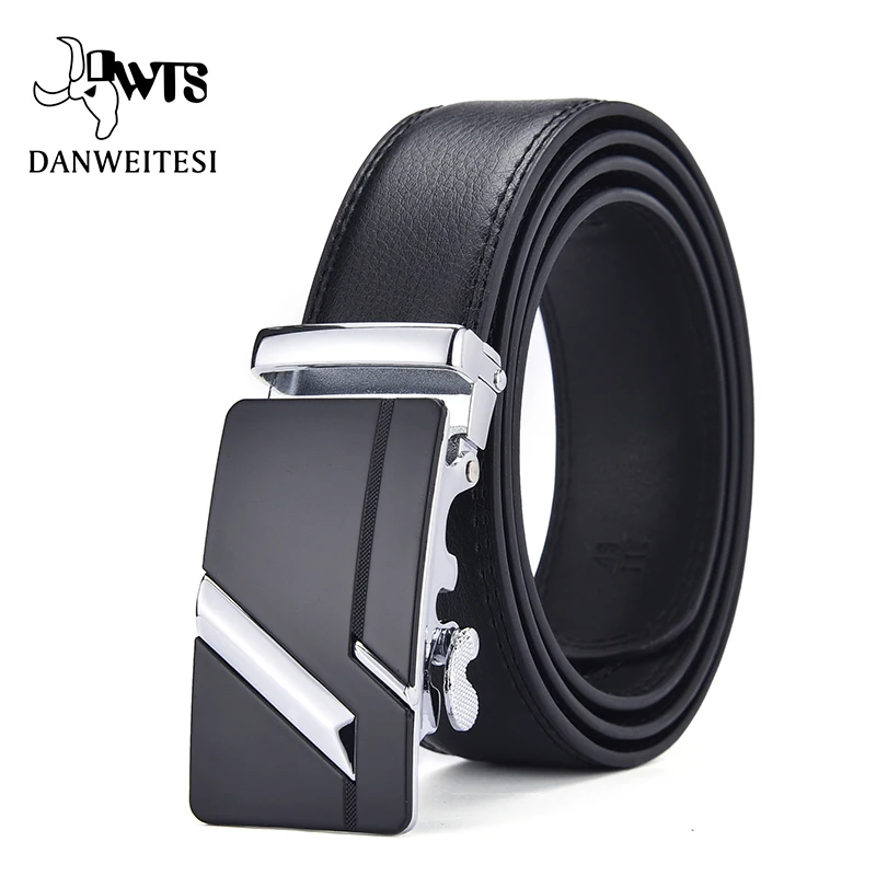 Мужской ремень с автоматической пряжкой DWTS черный из натуральной кожи 2019|Мужские