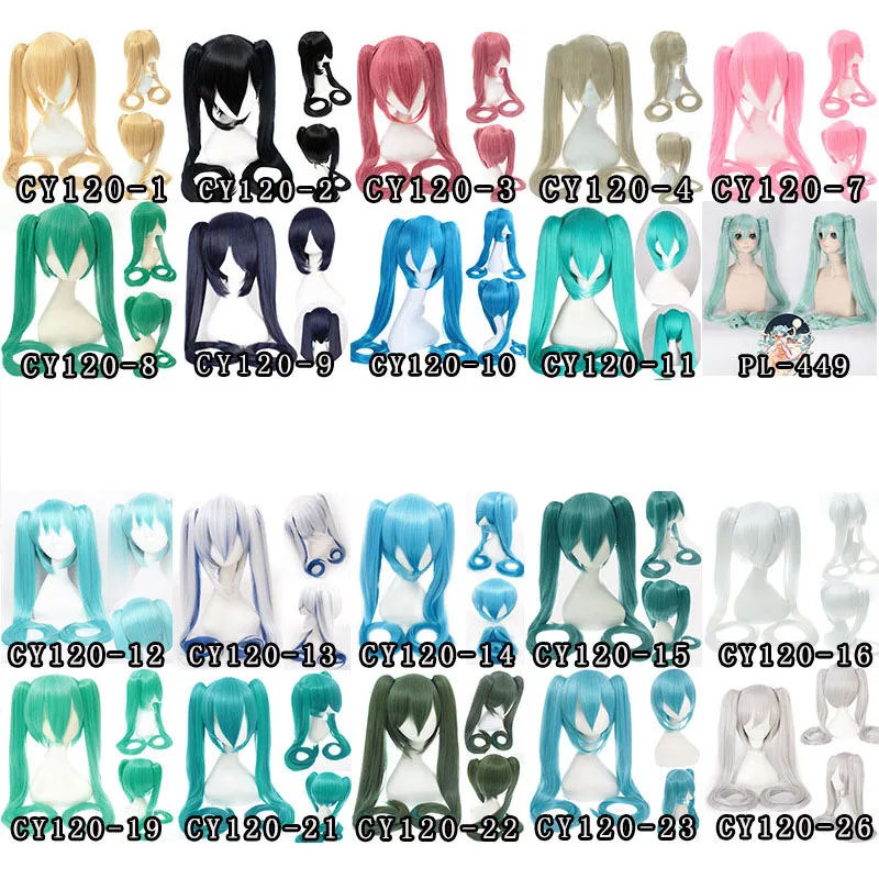 Парики для косплея Аниме Vocaloid Hatsune Miku парики из длинных синтетических волос с