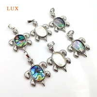 exquisite cute tortoise shape shell pendant for necklace natural beach abalone shell silver pendants for women gift jewelry