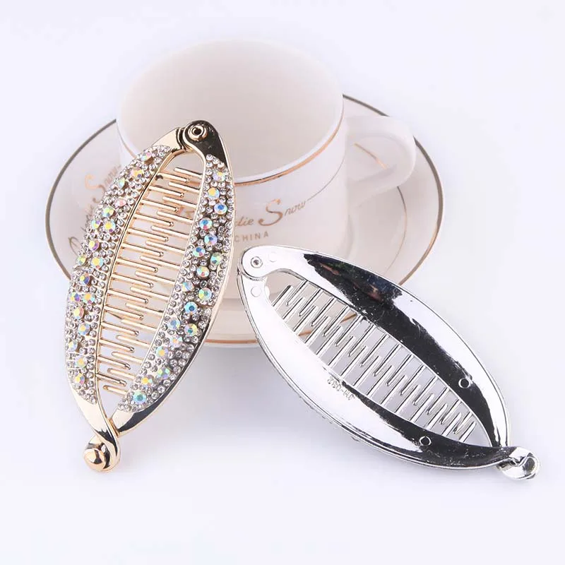

Oaoleer Korean Version Of Popular Size Diamond Rhinestone Plating Fish Clip Banana Shape Barrettes Hairpins For Women Hair Clip
