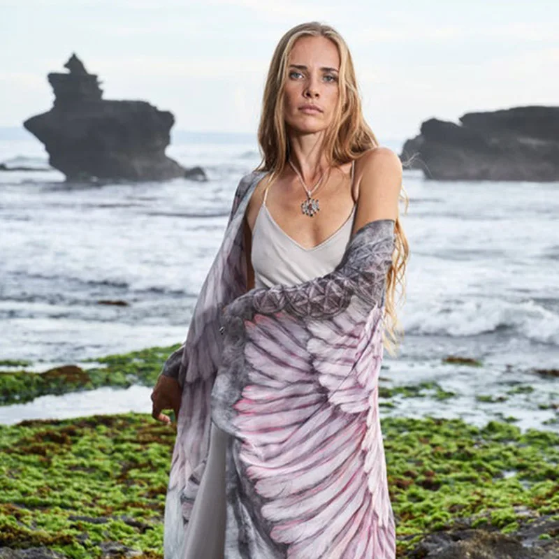 

NEW Sexy Print Pullover Cardigan Cover-up Fashion Summer Women Beach Cover Up Dress Long Casual Women Beautiful Bikini Cover-ups