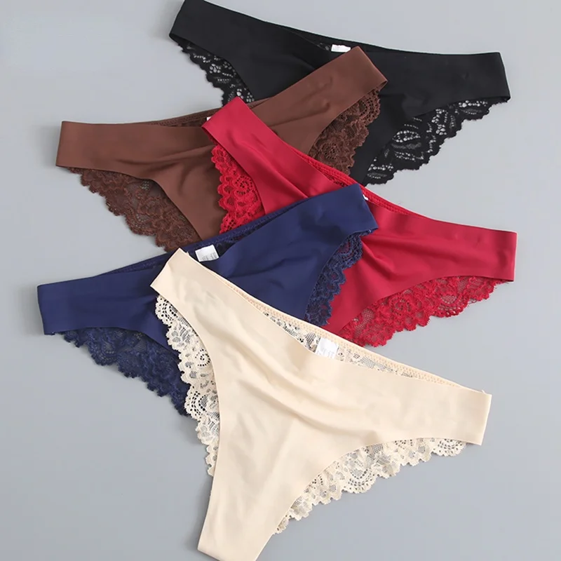 

New Sexy Lace G String Panties For Women Nylon Silk Panty Thong Briefs Underwear Lingerie Female Ladies Floral Pantys Underpants