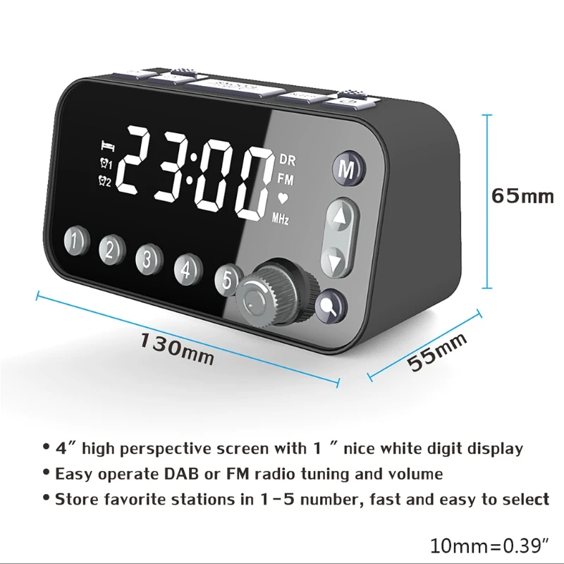 2021 Новый прикроватный цифровой будильник с двойным USB DAB/FM радио большой экран
