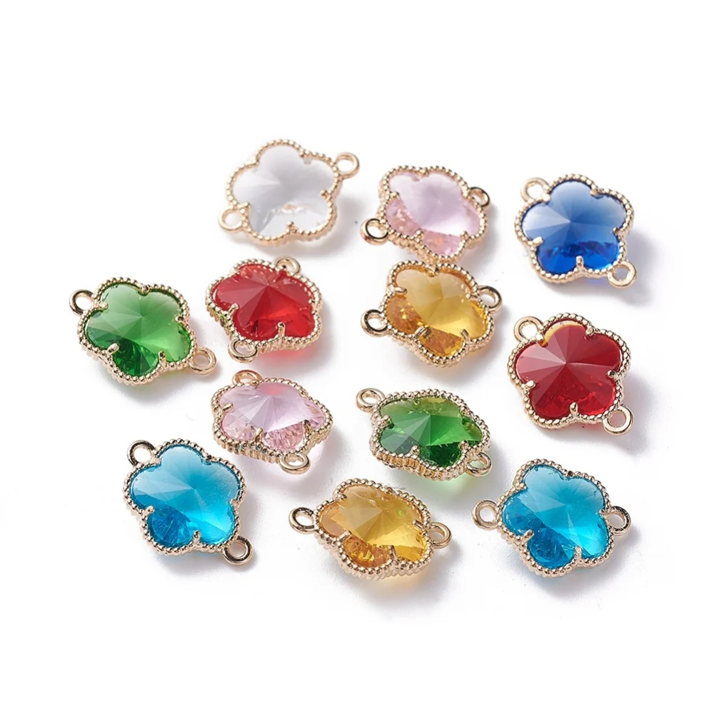 

50pcs Flower Glass Links for jewelry making DIY Connectors Accessories with Environmental Alloy Open Back Berzel Findings