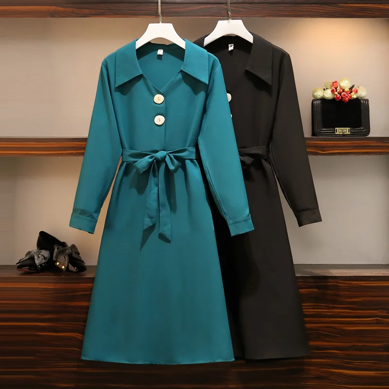 

Autumn And Winter 2019 New Dress Female Fat Sister Bottomed A-line Skirt