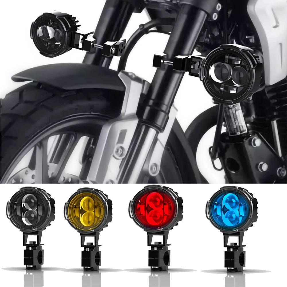

Universal Motorcycle Headlight Moto Fog Lights Four Colors LED Auxiliary Fog Light Driving Lamp for Harley Honda BMW Kawasaki