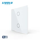 Умный настенный сенсорный выключатель Livolo с Wi-Fi, двухклавишный Беспроводной интеллектуальный автоматизированный односторонний APP-контроль, Google home, умное управление Aleax