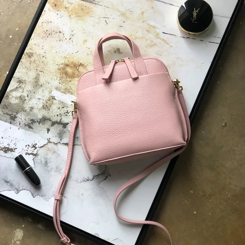 Simple texture shell bag with cowhide single shouldersoft leather handbag | Багаж и сумки