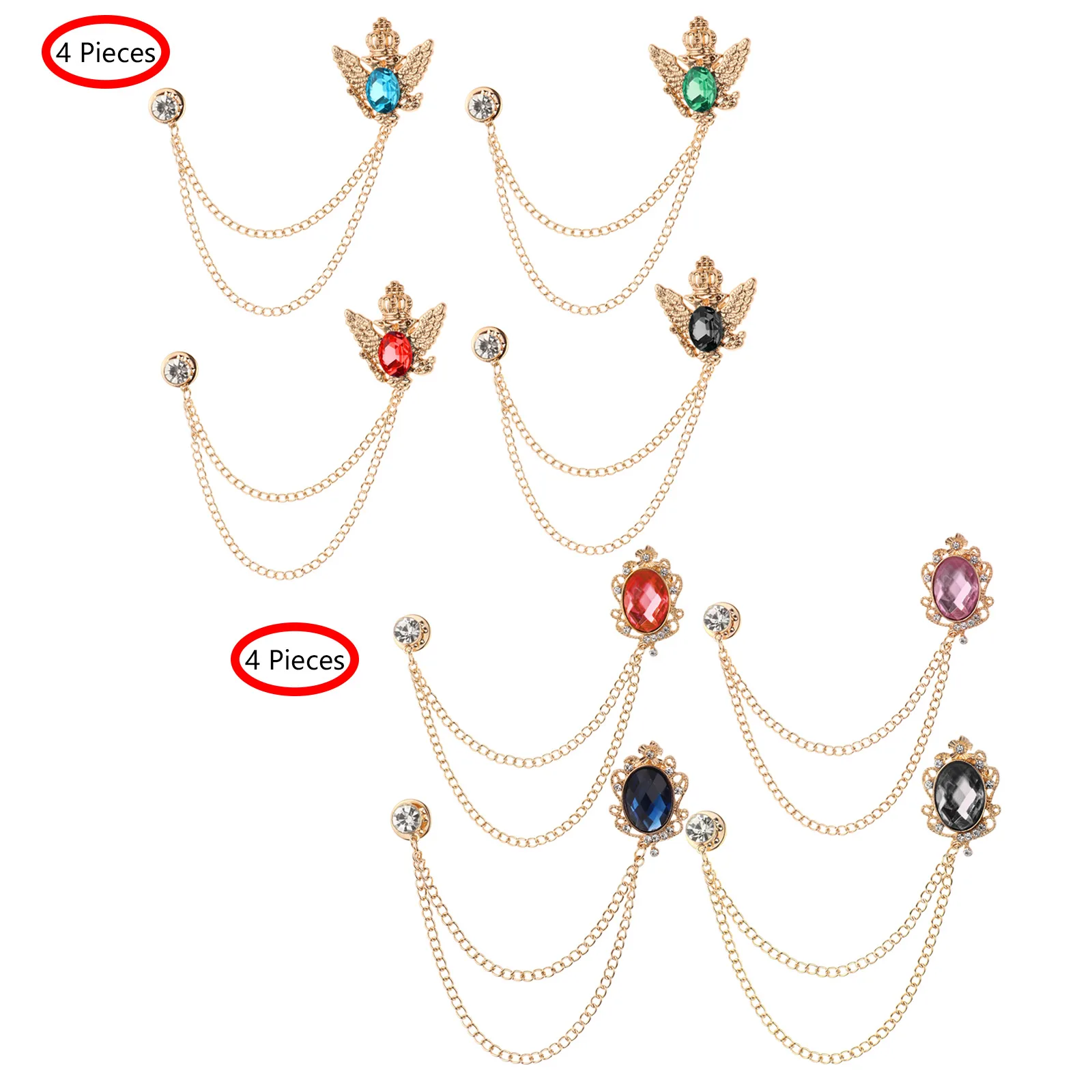 4 шт. с кисточками в стиле ретро цепь украшением виде кристаллов алмаза броши