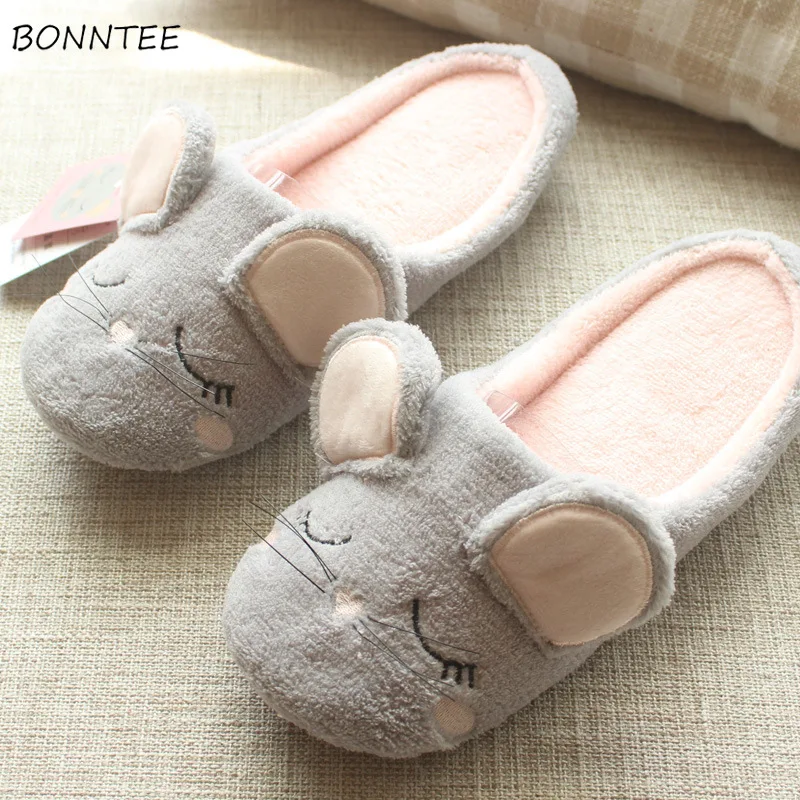 Тапки женские зимние плюшевые домашняя обувь с милыми животными модные мягкие