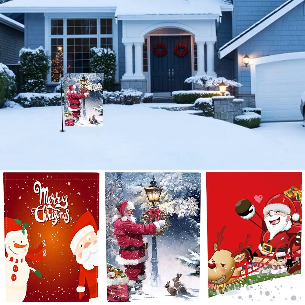 Природные мешковины Смеющийся Санта сад флаг веселье с Рождеством открытый