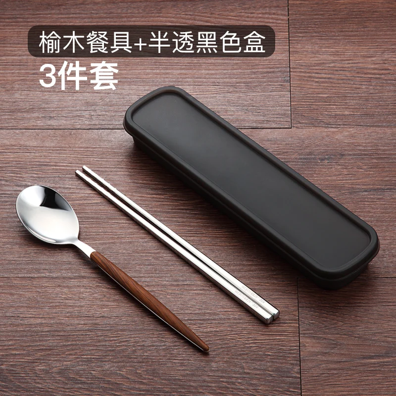 Деревянная зернистая портативная посуда из нержавеющей стали винтажная