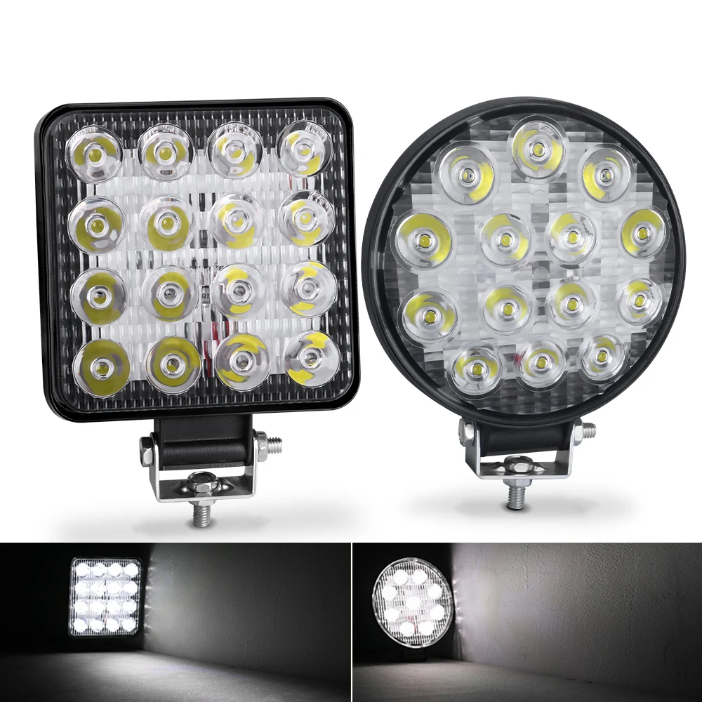 

Led Light Bar Worklight 48W 16LED 12V 24V Spot Beam Offroad Work Light Fog Lamp For 4x4 LED SUV ATV Bar Tractor Headlight Bulbs